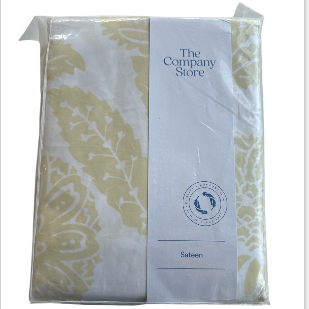 New The Company Store Legends Hotel Sateen Damask Duvet Cover King Pale Yellow
